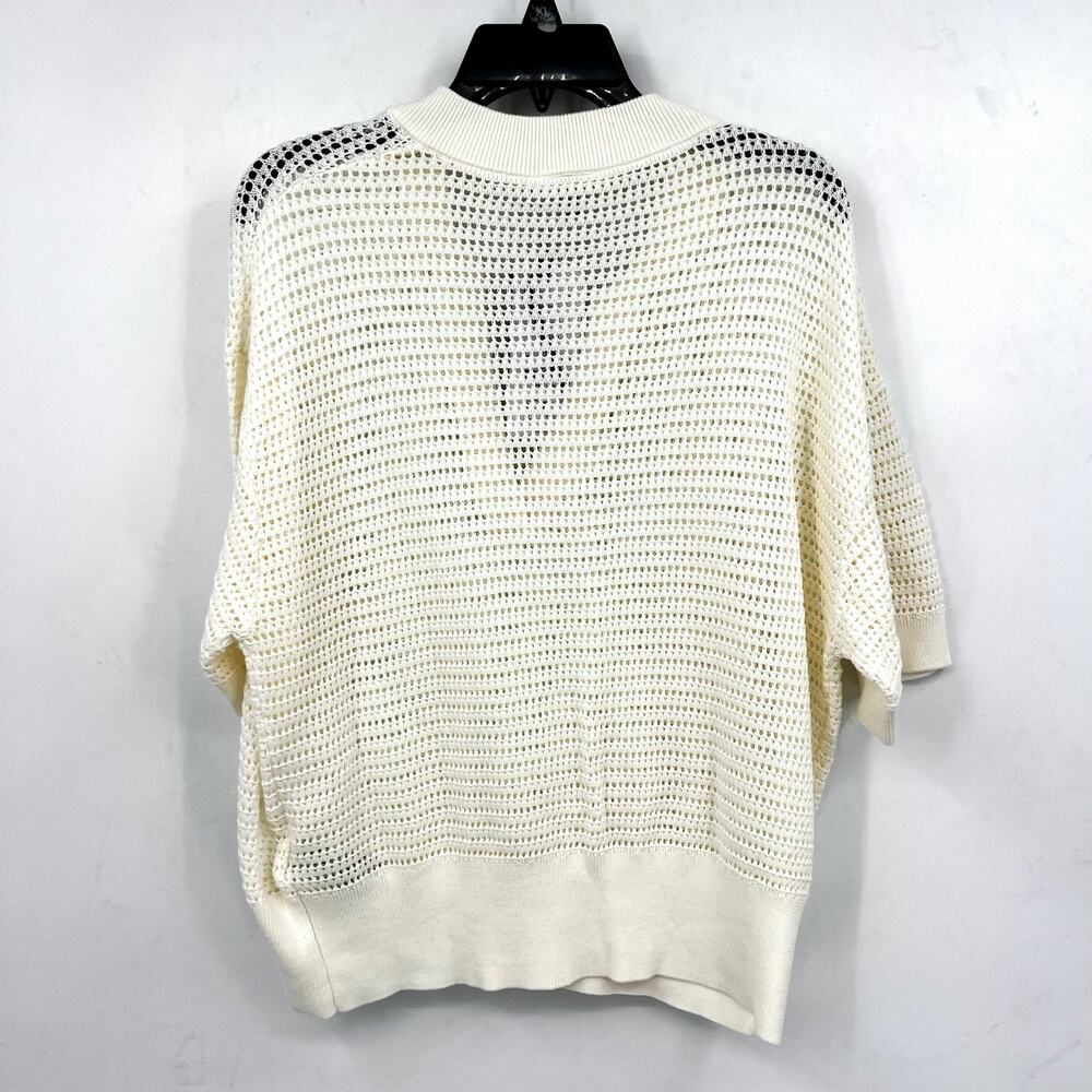 VARLEY Women's Callie Mesh Knit Top Large Beige Egret Short Sleeve NWT - Picture 7 of 13